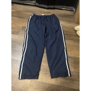 Vintage 90's Jerzees Nylon Track Pants Men's Joggers Black Zip Ankle Size Large